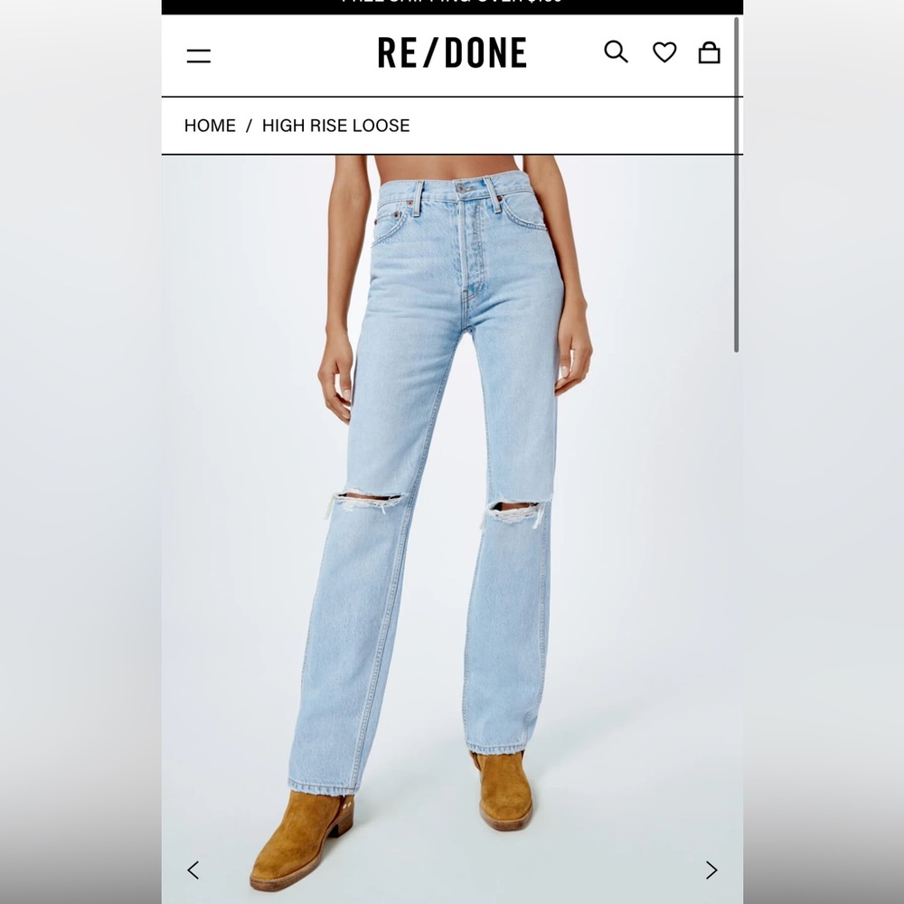 Re/done high rise light wash jeans
